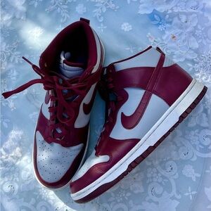 Nike Maroon and Gray dunks High-Top Sneakers